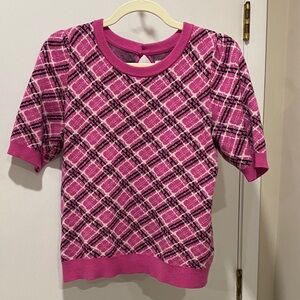 Maeve Vibrant Pink Plaid woman’s Sweater